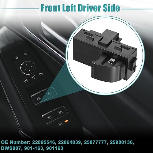 Miniatura 7 de ACROPIX Interruptor de elevalunas eléctrico maestro lateral trasero para Chevrolet Silverado 2500 - Paquete de 1 negro