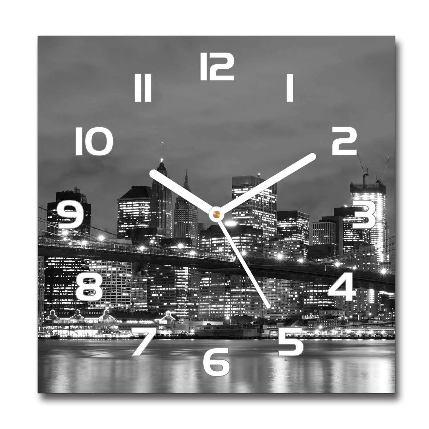 Horloge en verre de sécurité design Manhattan 30x30cm sur pied
