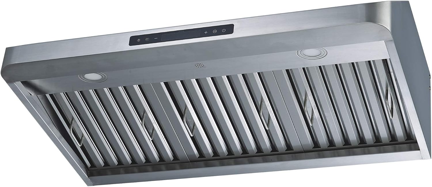 Winflo 30 In. 600 CFM Convertible Stainless Steel Under Cabinet Range Hood with Baffle Filters and Touch Sensor Control