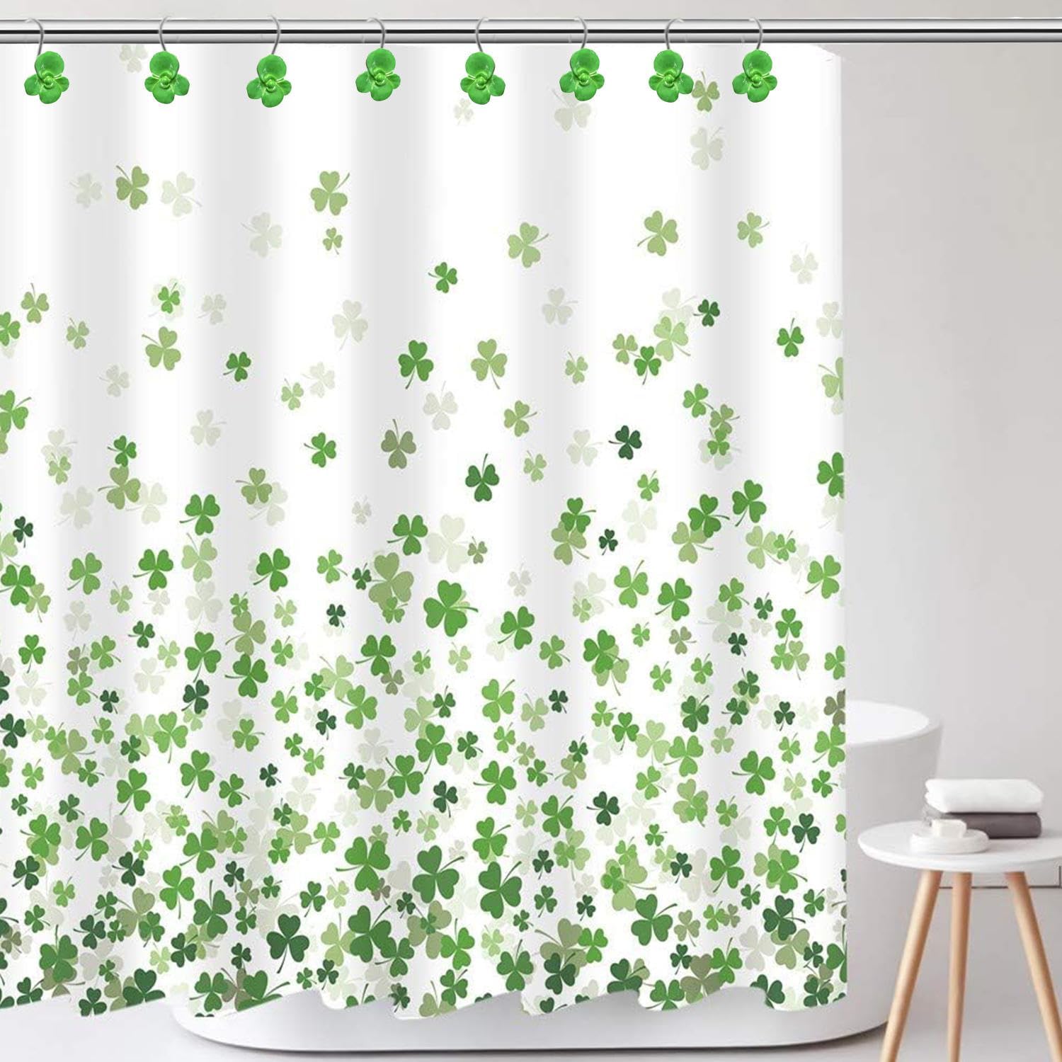 Green Flower Shower Curtain Hooks Hanger Decorative Set of 12 image 3