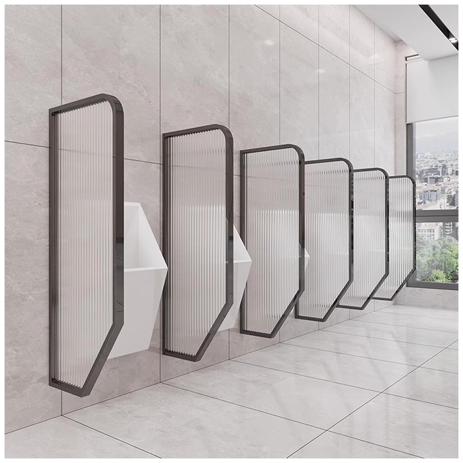Cloison de séparation pour urinoir en verre trempé et cadre inox pour toilettes