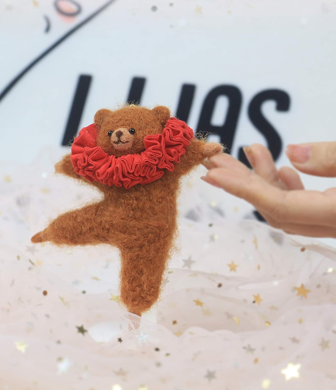 T.F GHG DIY Wool Needle Felting Kit with Needle Felting Tools,Video Tutorial,Easy for Beginners,Felted Bear,Felted Animal,Ballet Bear, Dancing Doll