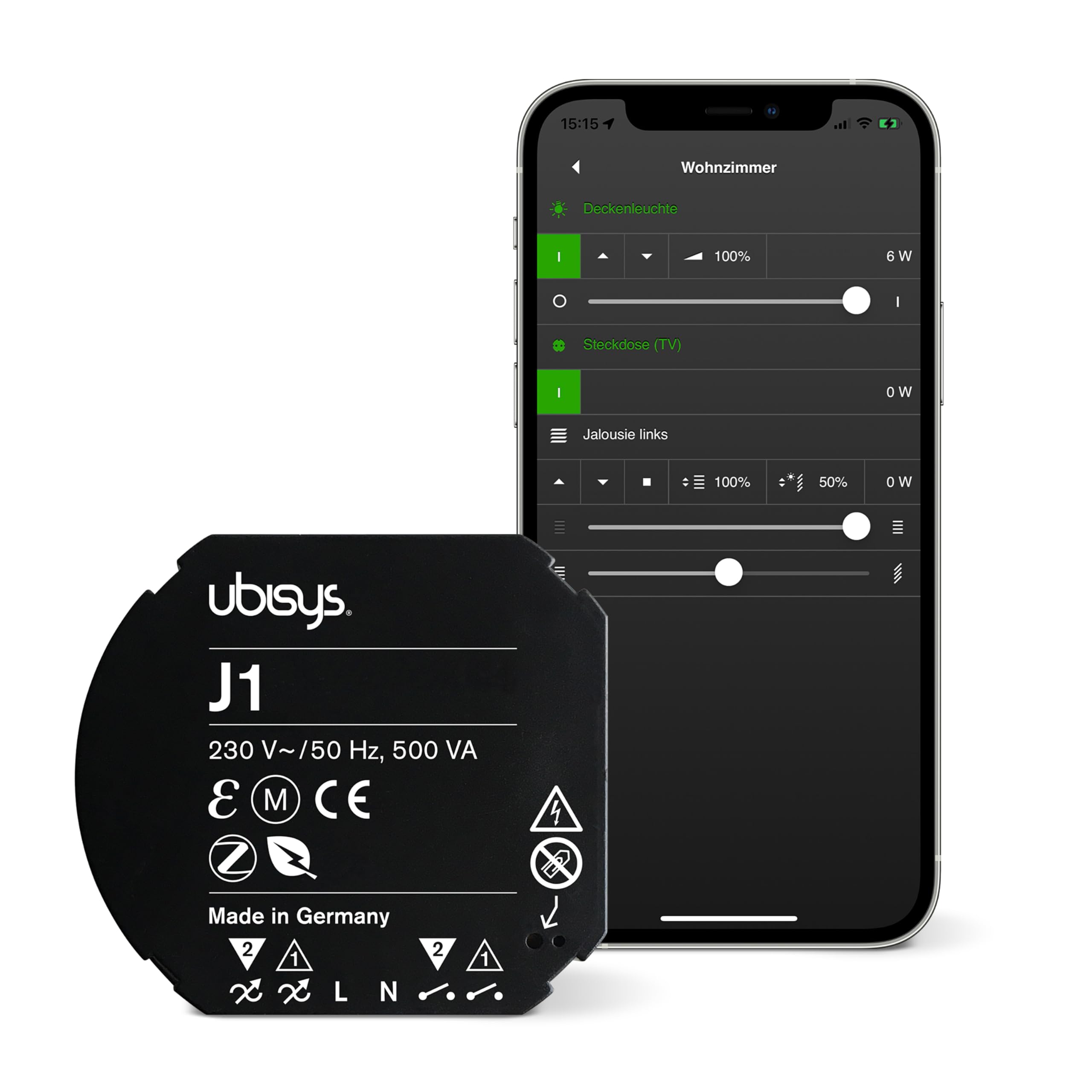Ubisys Black Zigbee Roller Shutter Control J1: Zigbee Wireless Blind / Roller Shutter Actuator For Retrofitting For Smart Shading In Your Smart Home.
