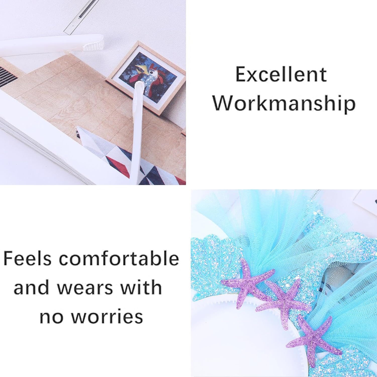 2 PCS Glitter Mermaid Headband Mermaid Hair Accessories Glitter Mermaid Mesh Hair Hoop Headdress for Wedding Party Kids Girls Women - Image 4