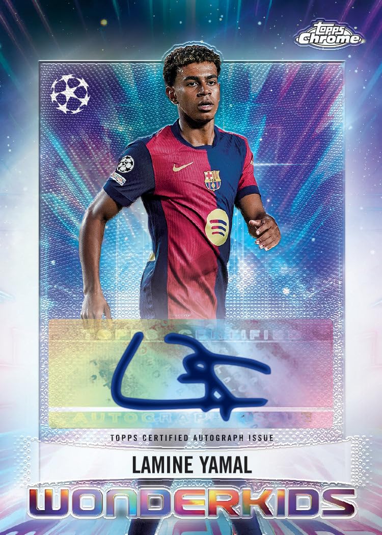 2024-25 Topps Chrome® UEFA Club Competitions - Value Box. 7 confezioni per scatola, 4 carte per confezione.