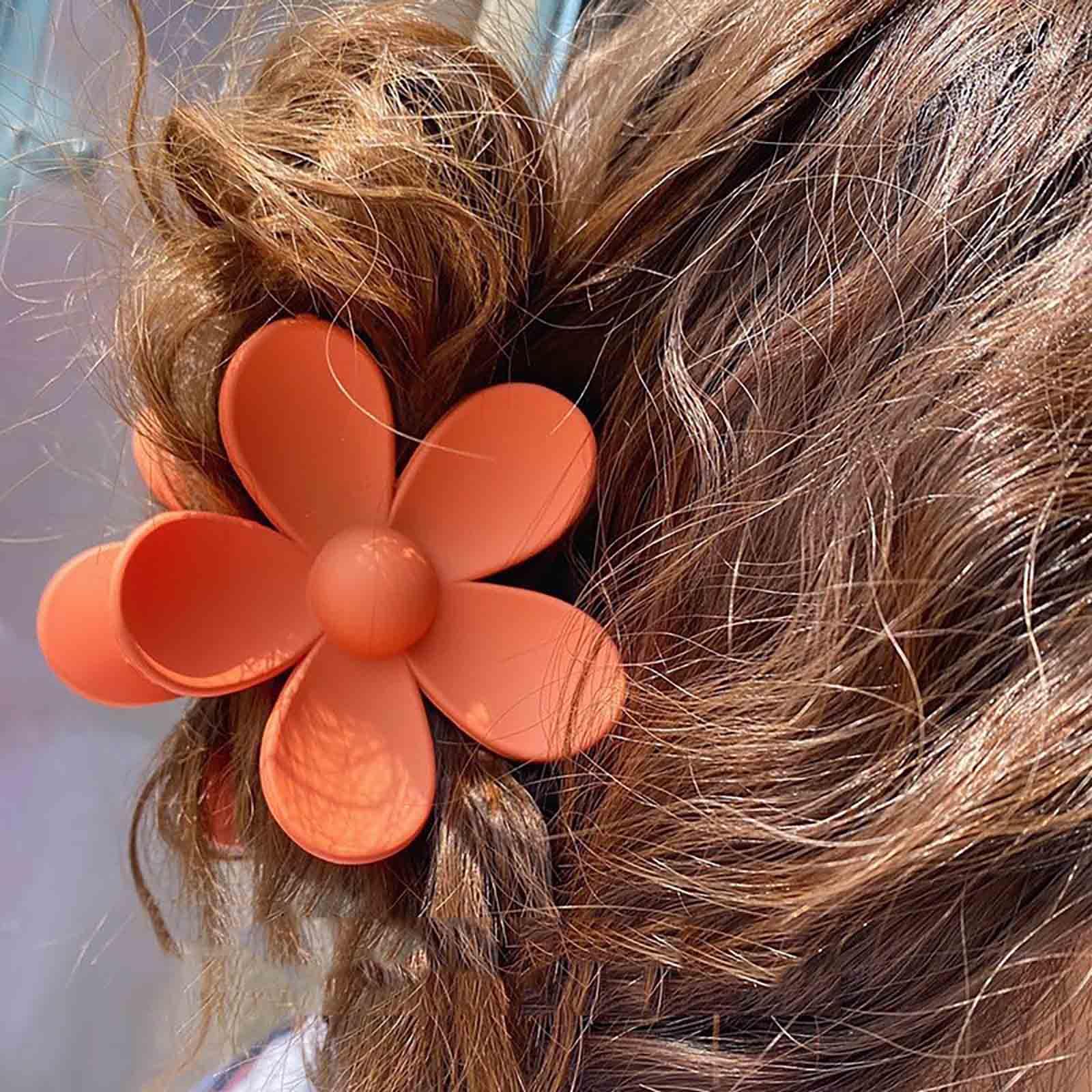 Cybche Large Flower Hair Claw Clips Big Floral Hairclip Candy Acrylic Huge Claw Clip Cute Orange Flower Hair Headclip Matte Flower Hair Accessories for Women Headdress - Image 2