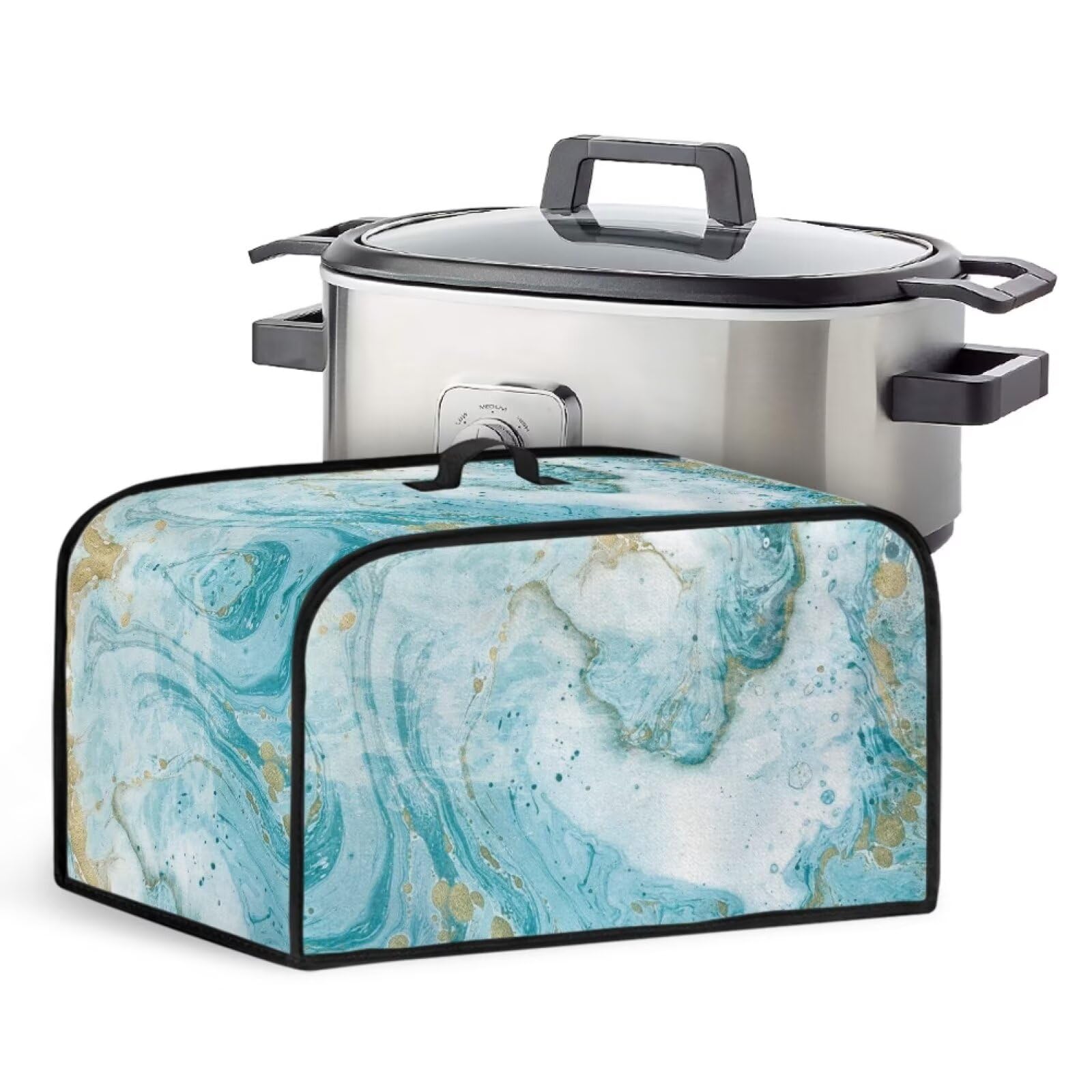 NETILGEN Dust Cover for Slow Cooker Crock Pot Food Warmer Multi-Cooker, Dust Protection Stain Resistant Kitchen Small Appliance Cover for Home Decoration, Sky Blue Marble