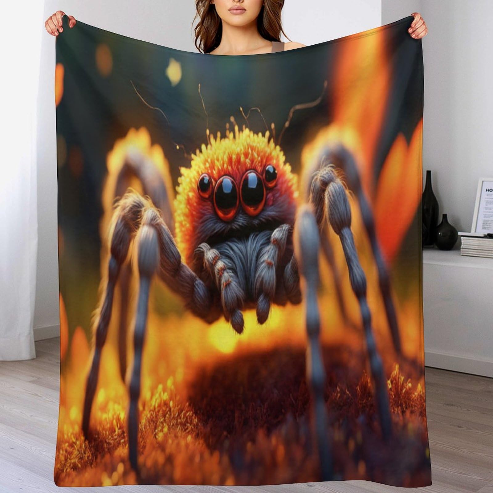 Plaid araignée anti-froid en flanelle : couverture douce de 100x130cm contre les frissons