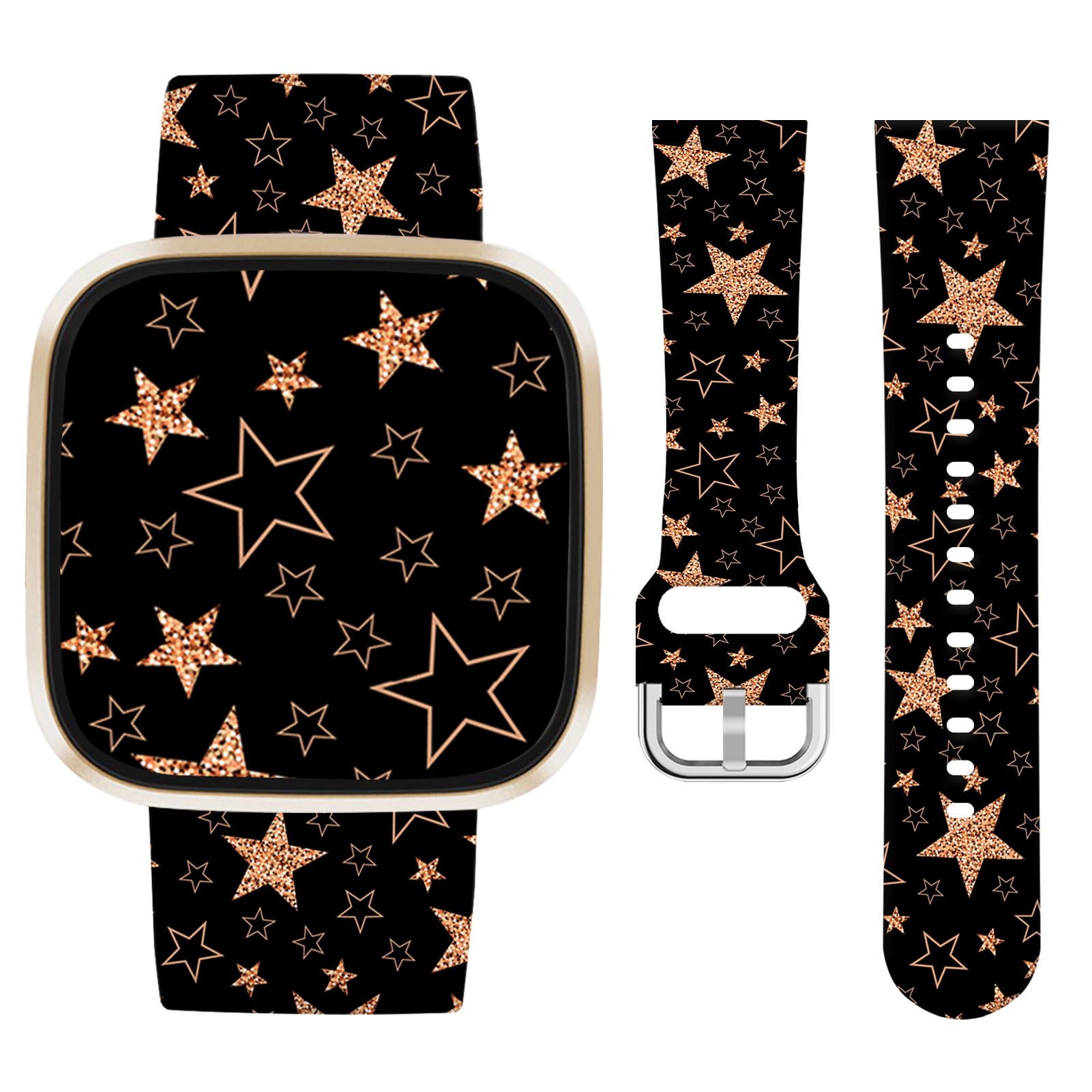 Vozehui Pentagram Silicone Straps for Fitbit Versa 4 3 Sense Sense 2, Soft, Unique Printing Technology, Comfortable to Wear, Waterproof and Durable Replacement Band for Men Women