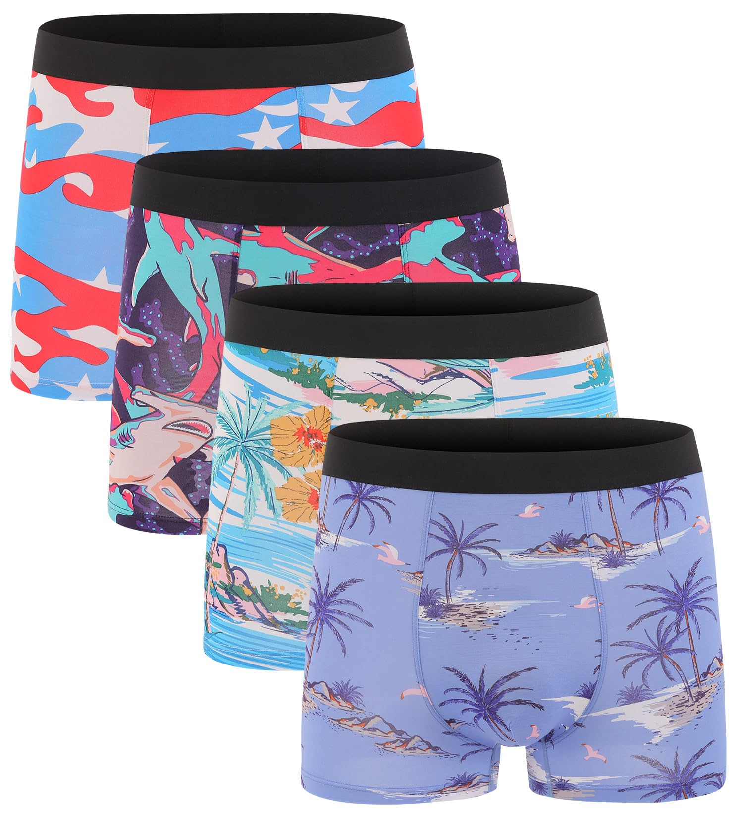 XaanelrMen's Underwear Boxer Briefs Bamboo Viscose Trunks Soft Comfortable Multipack
