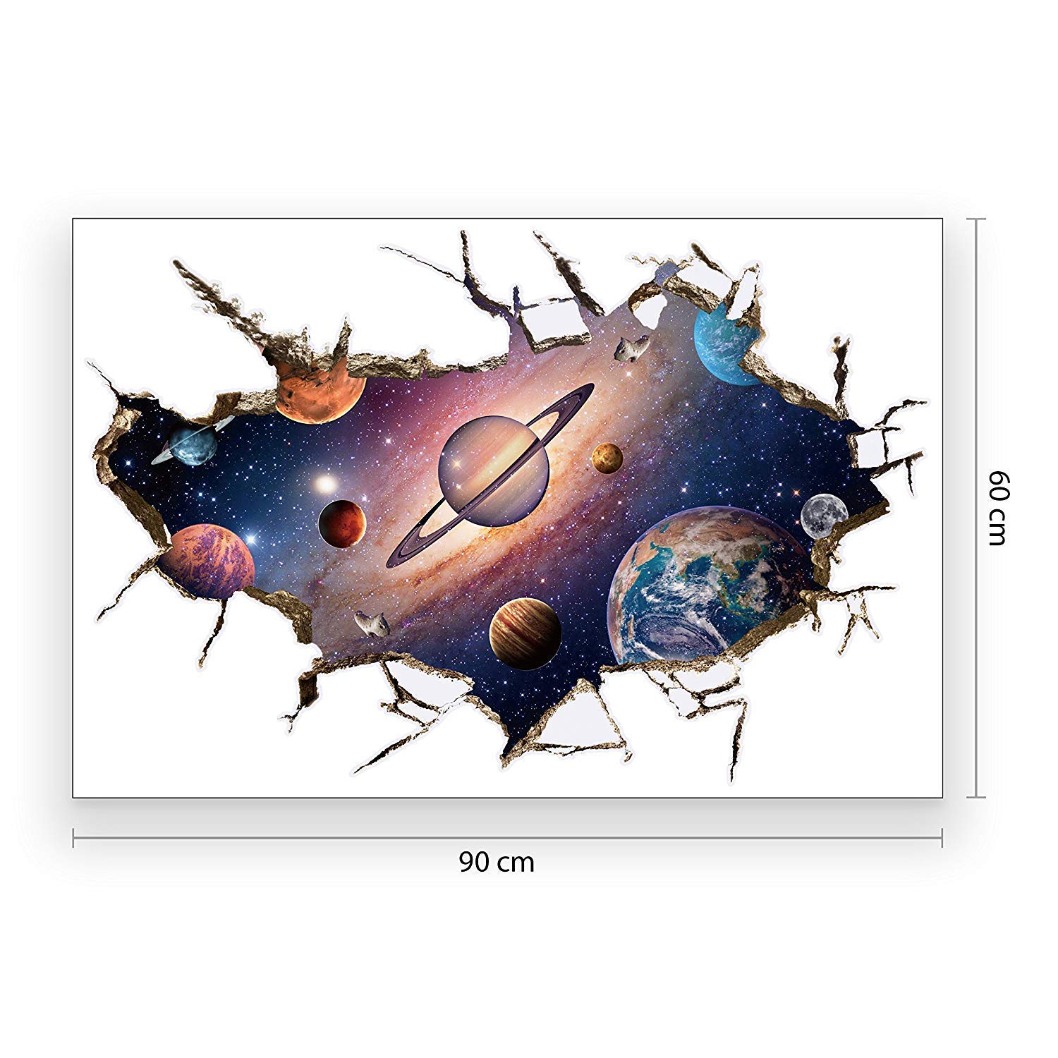 WALPLUS Amazing Cosmos 3D View Through The Wall, Vinyl, Multi-Colour, 60 x 10 x 10 cm - Image 3