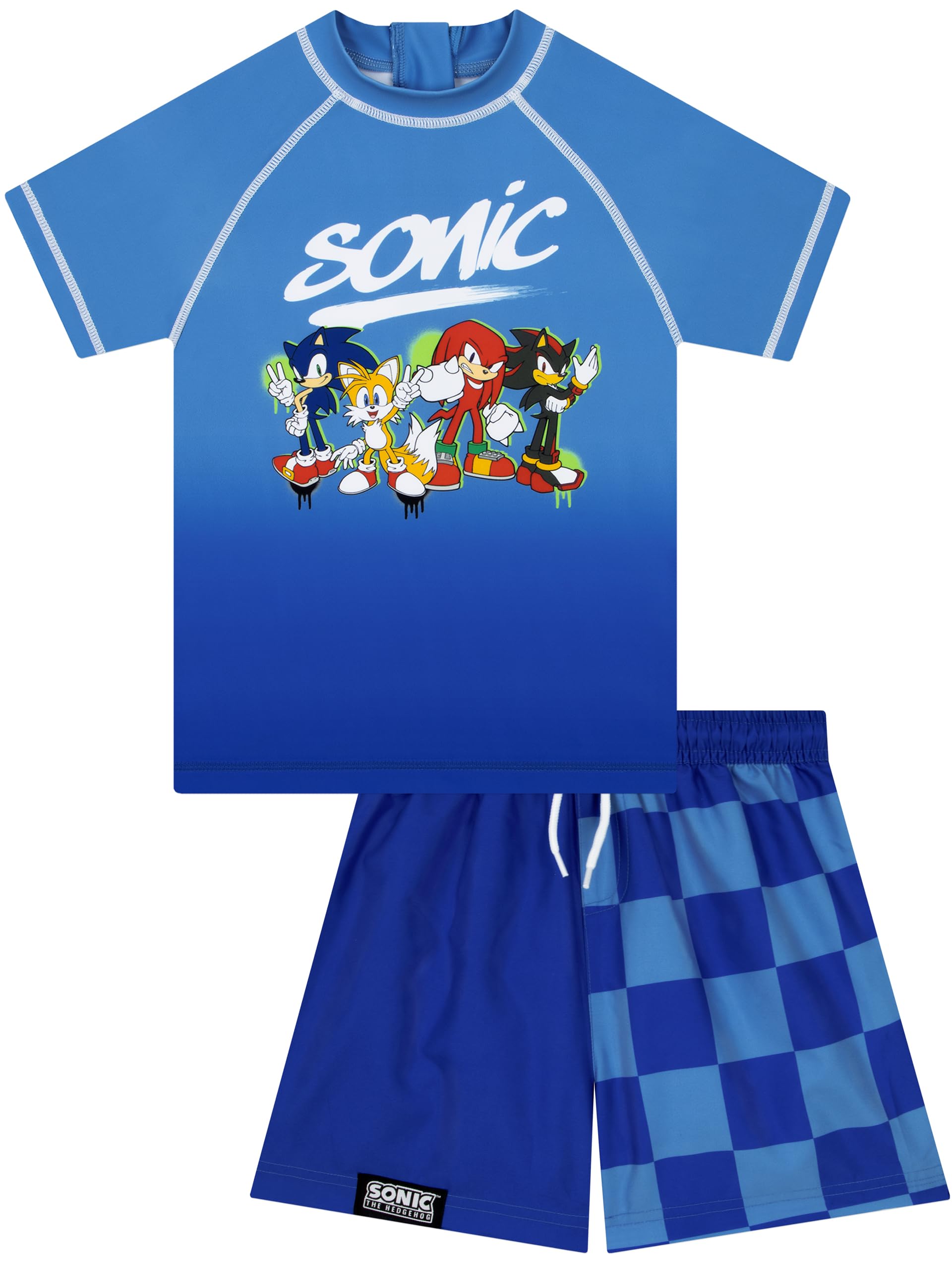 Sonic The Hedgehog Maillot De Bain Piscine Sonic pour Garçon, Ensemble De Bain 2 Pièces, Maillot De Bain Garçon