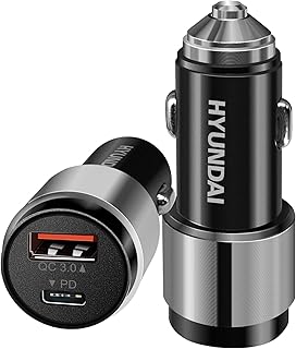 شاحن لسيارة هيونداي HD-CO2 40 وات توصيل الطاقة عبر تقنية الشحن السريع - ذهبي/فضي