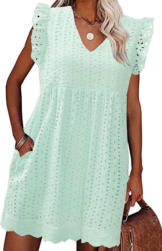 heekpek Dames zomerjurk casual V-hals ruche mouw losse pasvorm jurk boho zonnejurk strand mini korte jurken voor vakantie strand dagelijks, roze, L heekpek Dames zomerjurk casual V-hals ruche mouw losse pasvorm jurk boho zonnejurk strand mini korte jurken voor vakantie strand dagelijks, roze, L