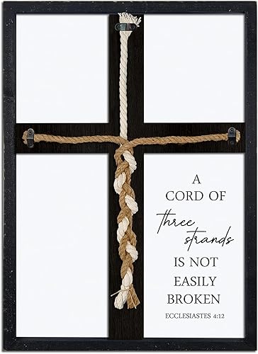Miniatura 11 de Letrero de boda con texto en inglés "A Cord of Three Strands", trenzado de 22 x 15.75 pulgadas, para ideas de ceremonia, regalos de matrimonio Negro