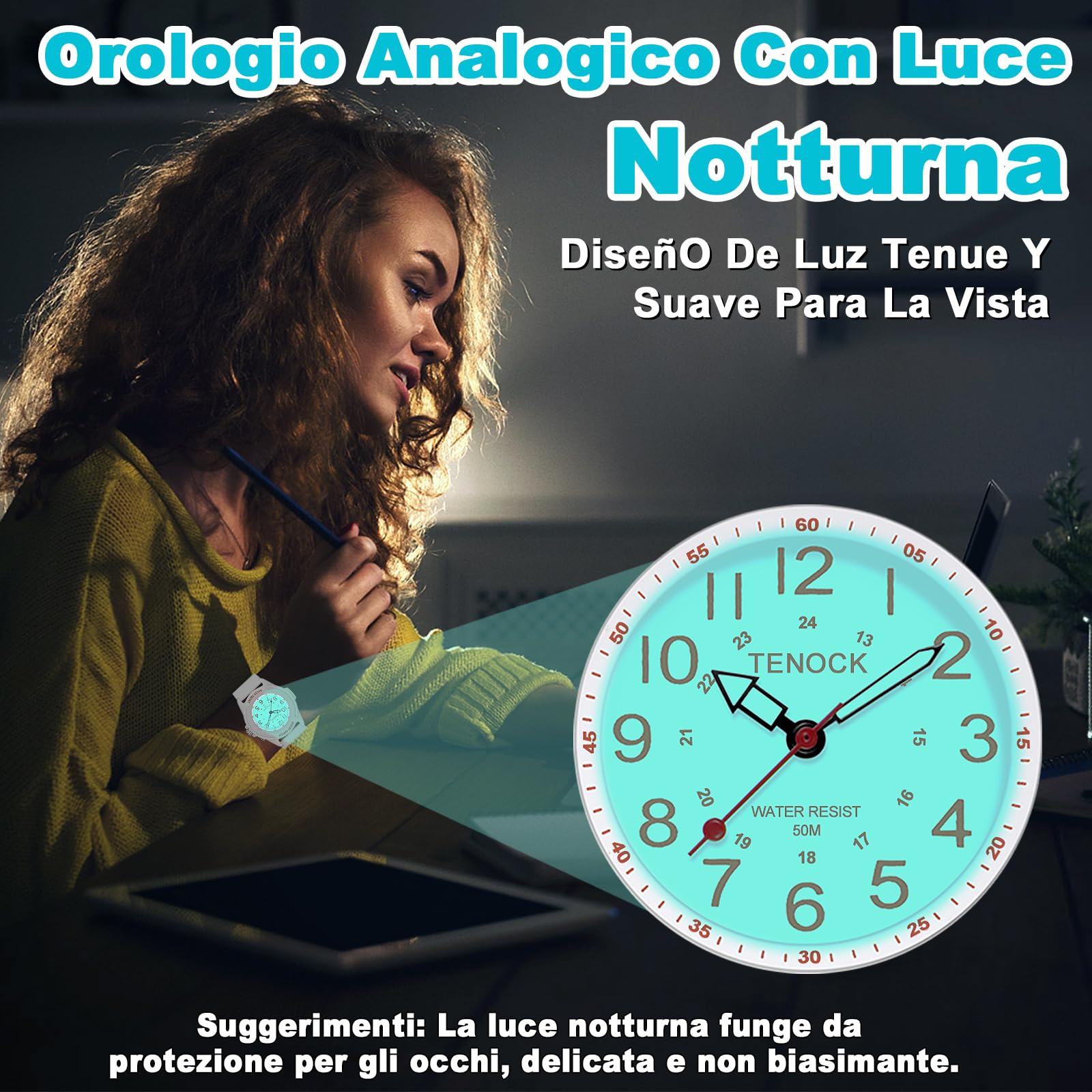 TENOCK Orologio Da Polso Sportivo Da Donna Analogico Al Quarzo 50 M Impermeabile Con Luce Notturna Per Abbinamenti Casual O Attività Sportive