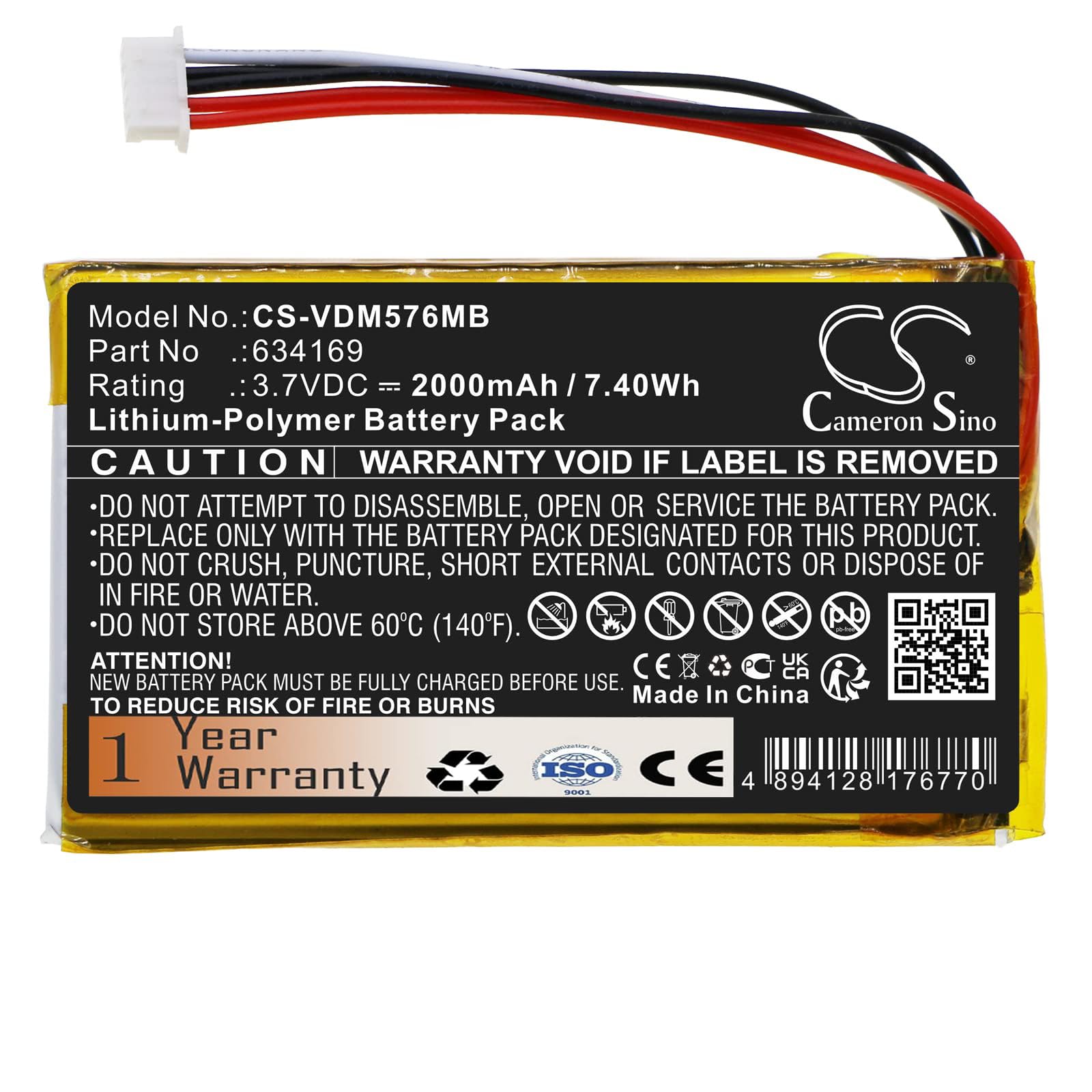 BP1763 Battery Replacement for RM5764HD RM5764-2HD Part NO 634169 (3.7V)