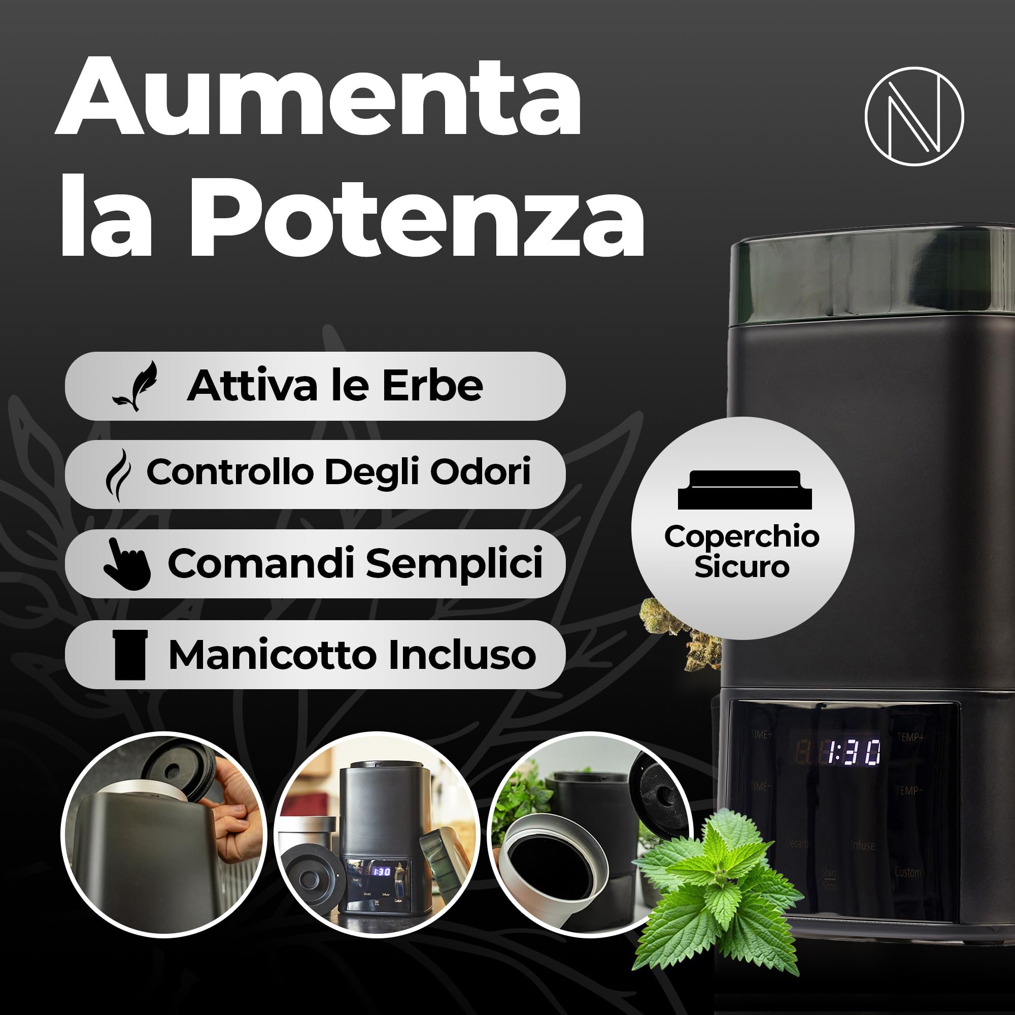 Nebula Decarbossilatore E Infusore Boost | Senza Sprechi | Nero | Attivazione Di Erbe E Infusione | Macchina Per Il Burro E Apparecchio Per La Preparazione | Coperchio Dal Design Migliorato