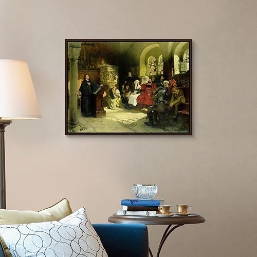 Miniatura 4 de Pintura por números para adultos y niños, kits de pintura por números fáciles para principiantes,  - Lutero predica usando su traducción bíblica