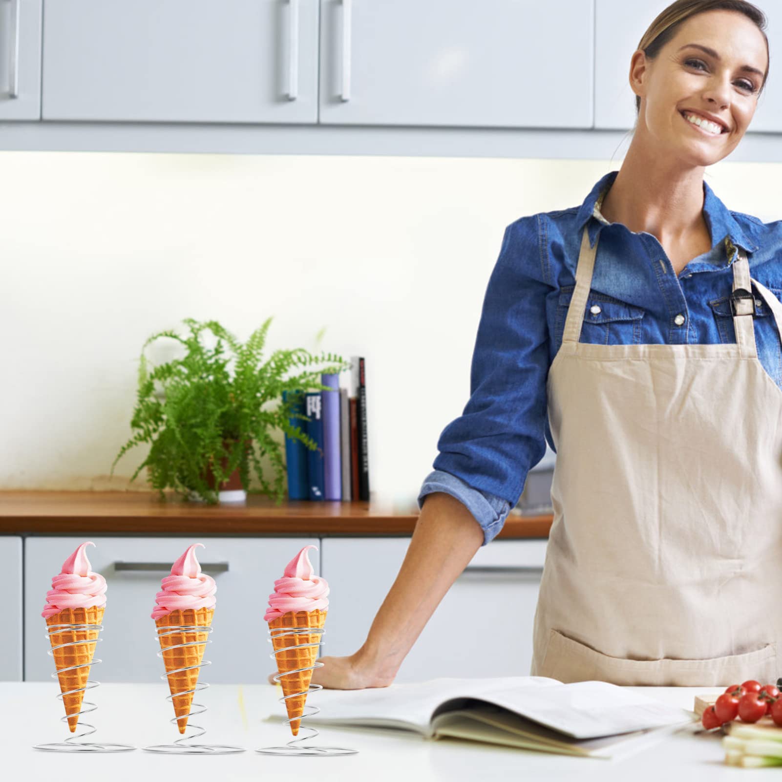 4 pezzi ghiaccio espositore gelato supporto in acciaio inox gelato