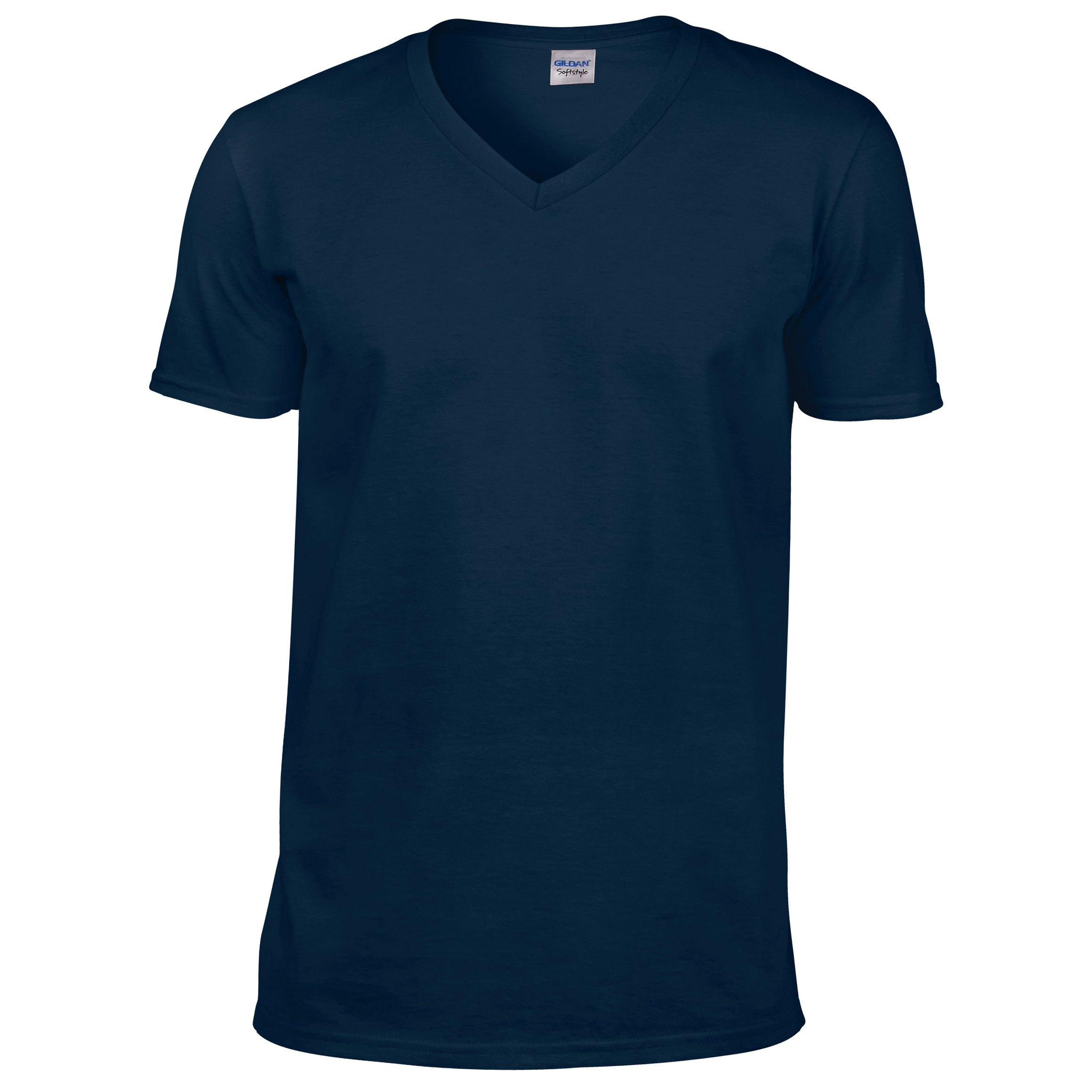 Gildan Men's Navy Soft Style V-Neck T-Shirt, Blue (Navy), Large
