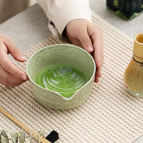 Miniatura 7 de Juego de té japonés, incluye cuenco de matcha con boquilla, soporte para batidor de matcha, batidor de matcha de bambú y cuchara de bambú, 17 onzas,