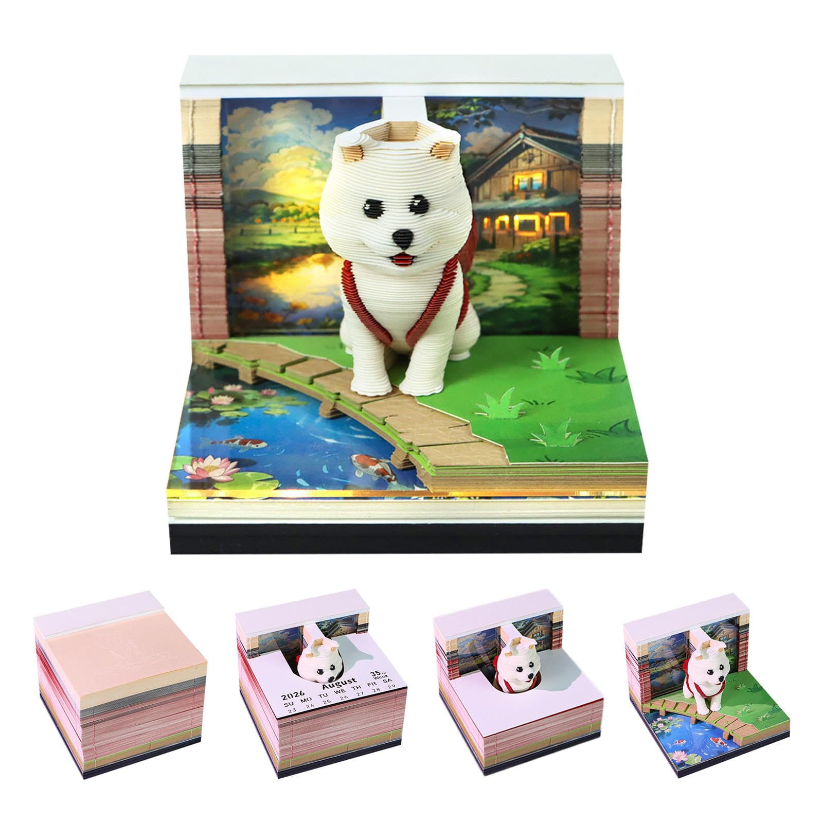 3d Calendar 2027,Panoramic Art Paper Carving,Combined With Paper Carved Lights And 3d Calendar,Suitable For Note Taking,Decorative Ornaments,Holiday Gifts (Wishing Tree)