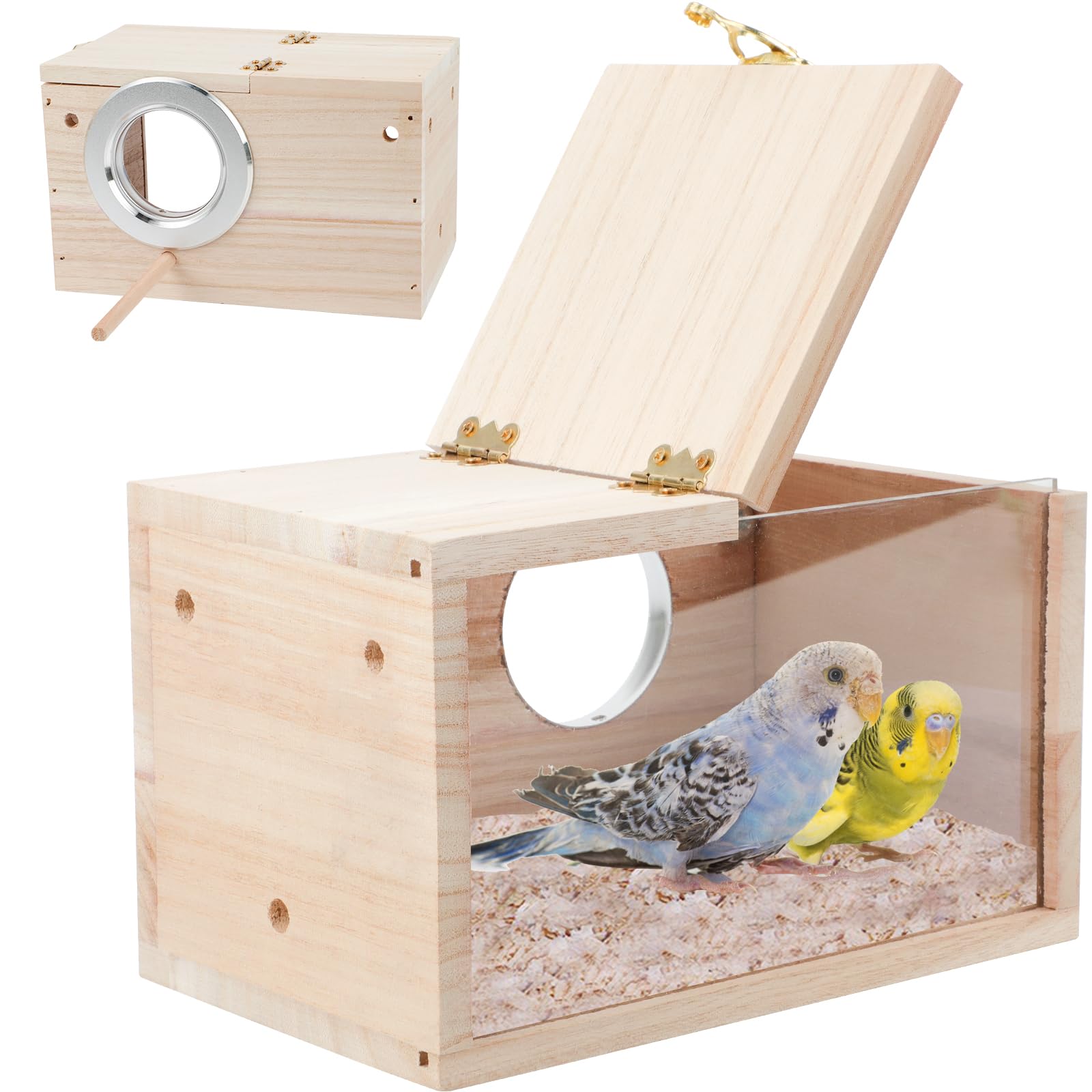 Perttypet Budgie Nesting Box with Perch