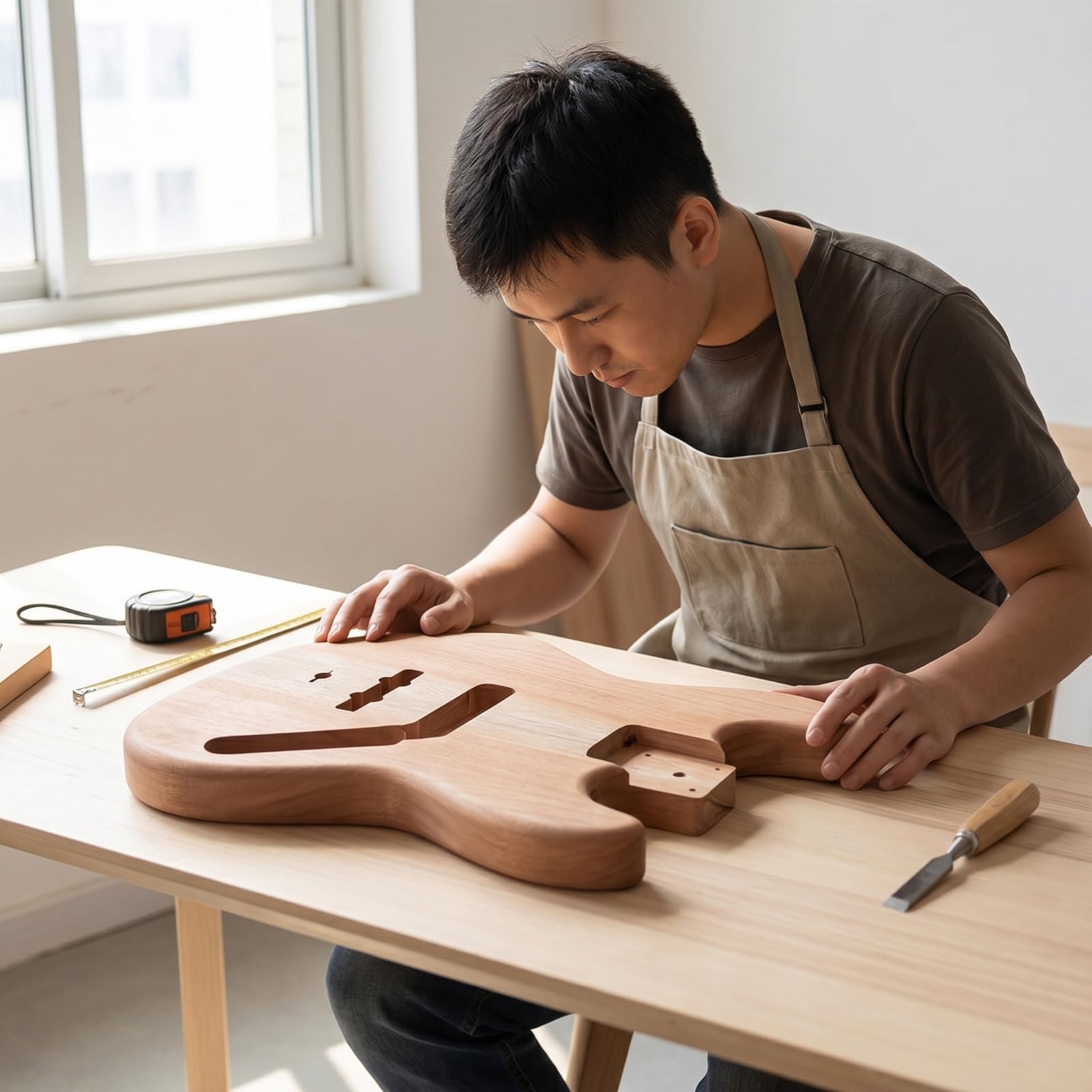 Corpo Chitarra in Legno di Okumé Sagomato Corpo Chitarra Fai da Te Opaco Legno per Chitarristi