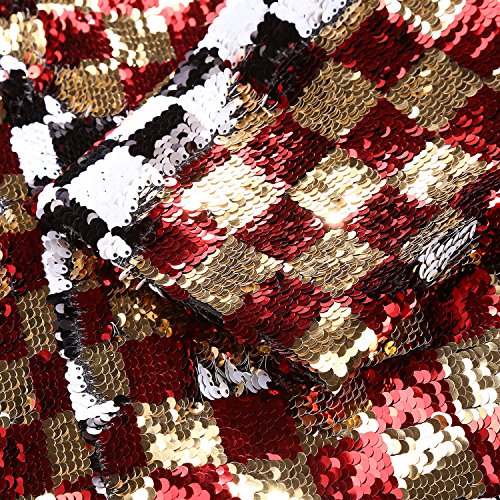 Mens Fashion Double-Side Color Red Gold Black White Plaid Sequins Blazer Suit Jacket3