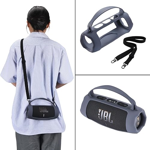 Miniatura 21 de Funda de silicona para JBL Charge 5 Wi-Fi portátil inalámbrico altavoz/Charge 5 Altavoz Bluetooth, para JBL Charge 5 Wi-Fi/Charge 5 Bolsa de hombro
