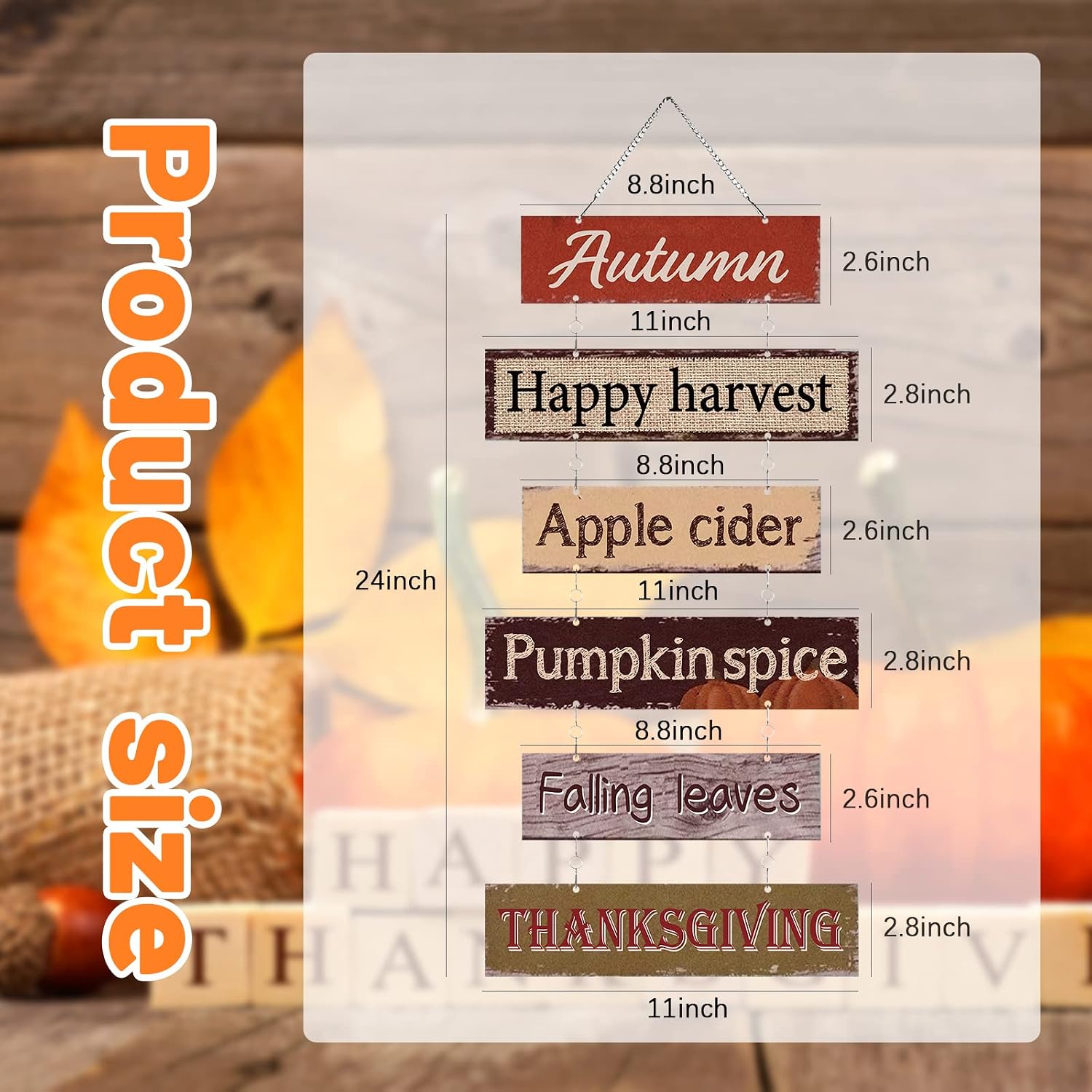 Hotop Fall Decorations for Home Thanksgiving Hanging Signs Metal Wall Plaque Autumn Wall Hanging Decor for Home Thanksgiving Autumn Office Indoor Outdoor Door Decor Sign(Classic Color) - Image 3