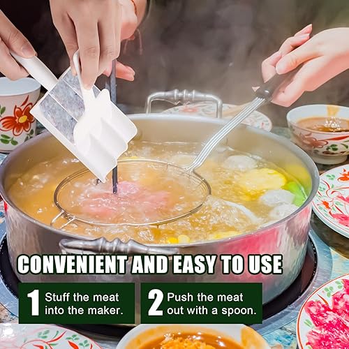 Miniatura 5 de Máquina triple de albóndigas, 2 juegos de máquina de albóndigas de plástico antiadherente con pala de corte, máquina de bolas de helado para ollas