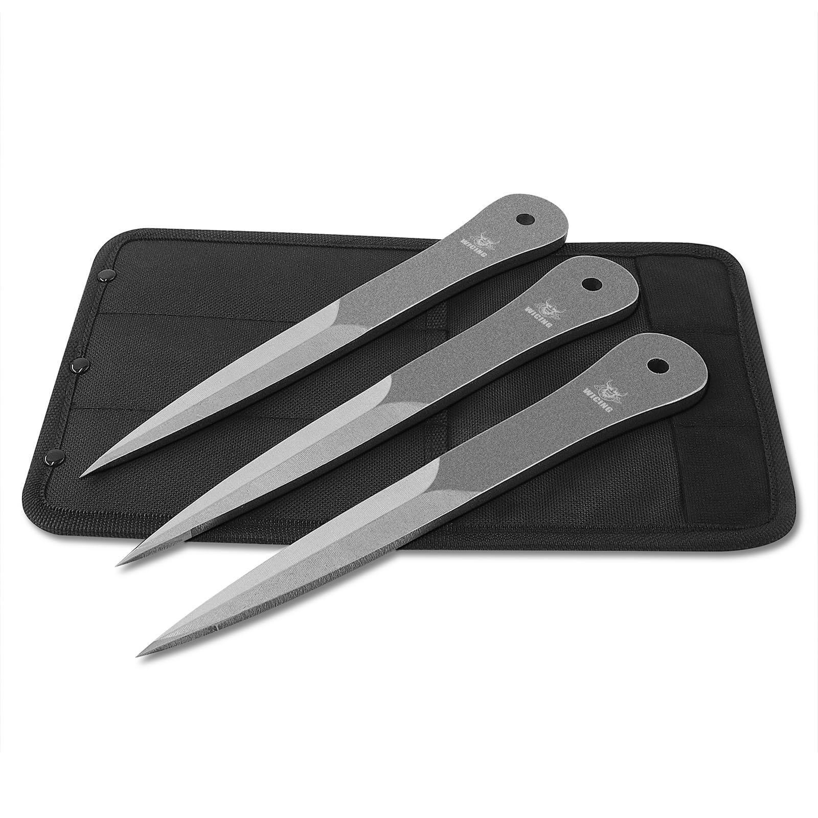 WICING 9.5 inches Throwing Spear, 0.275 inches Thick Full-Tang Throwing Set, with Nylon Sheath for Competition and Recreation - 3 Pack