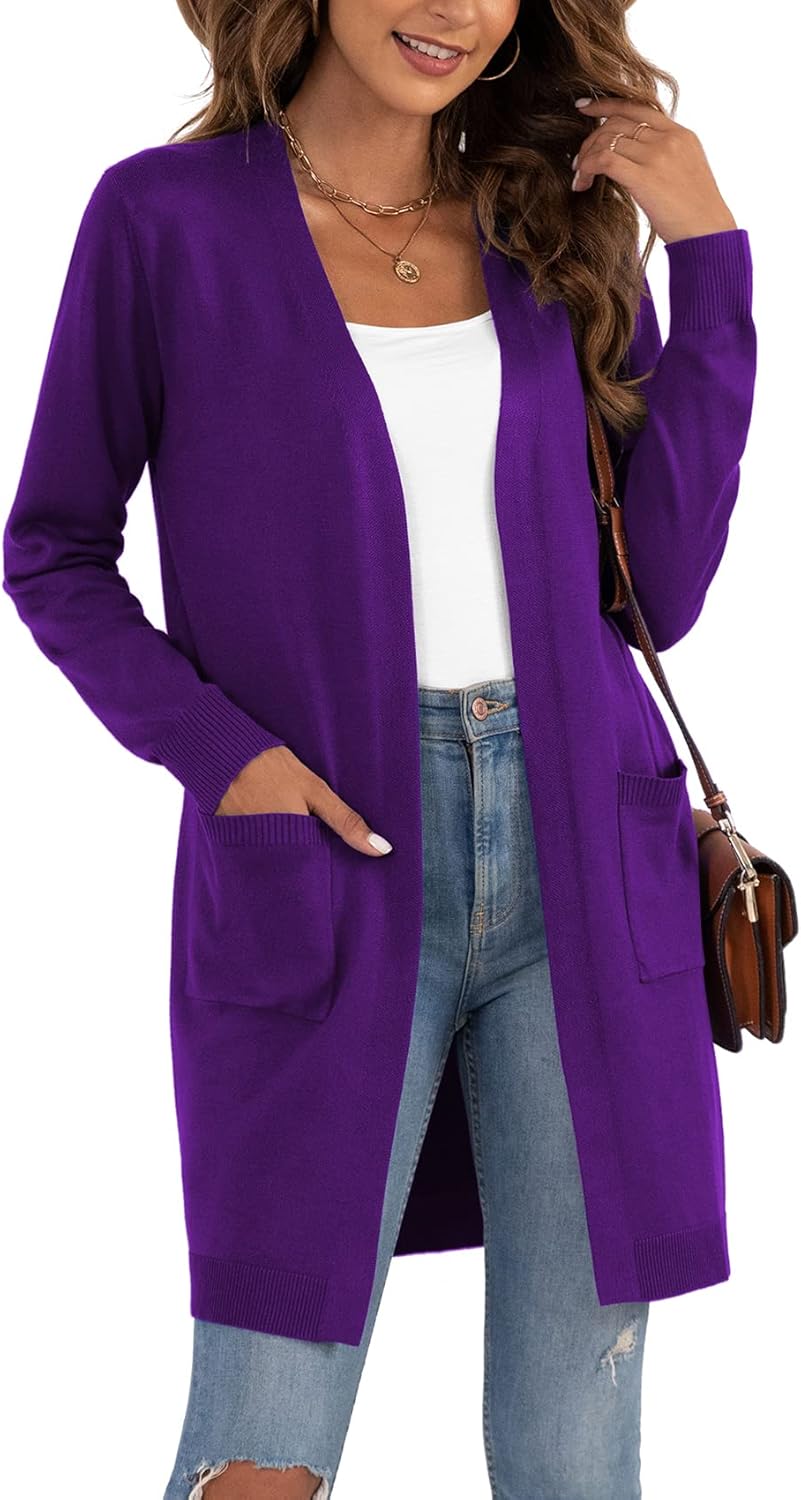 VIISHOW Women's Classic Cardigans Long Sleeve Open Front Casual Knit Cardigan Sweaters Coat Soft Outwear