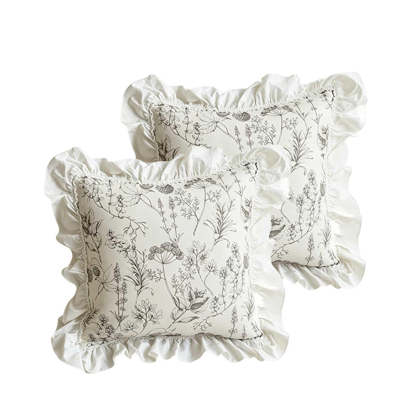 BCCIAPLN vintage Floral ruffle Decorative Throw Pillow Covers Set of 2