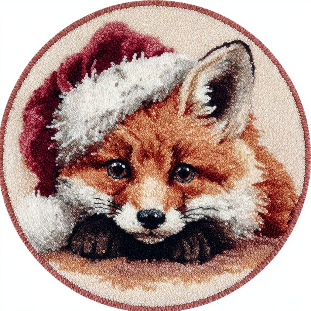 WallustrioaW Round Latch Hook Rug Kits Fox for Adults and Starter 50 * 50Cm
