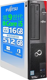 【整備済み品】 【Amazon.co.jp 限定】富士通 デスクトップPC ■第9世代Core-i5/MS & Office 2019/Win11 Pro/USB 3.0/DVDドライブ/Displayport対応/高性能/初期設定済 (2)第9世代 i5/メモリ16GB/SSD:512GB)