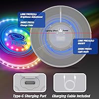 Vista 6 de 2 Pack Light up Flying Discs for Kids, Rechargeable Disc with 45 LEDs, 14 Lighting Modes(10")&Built-in Battery Disc(7.8"), Glow in The Dark Ring for