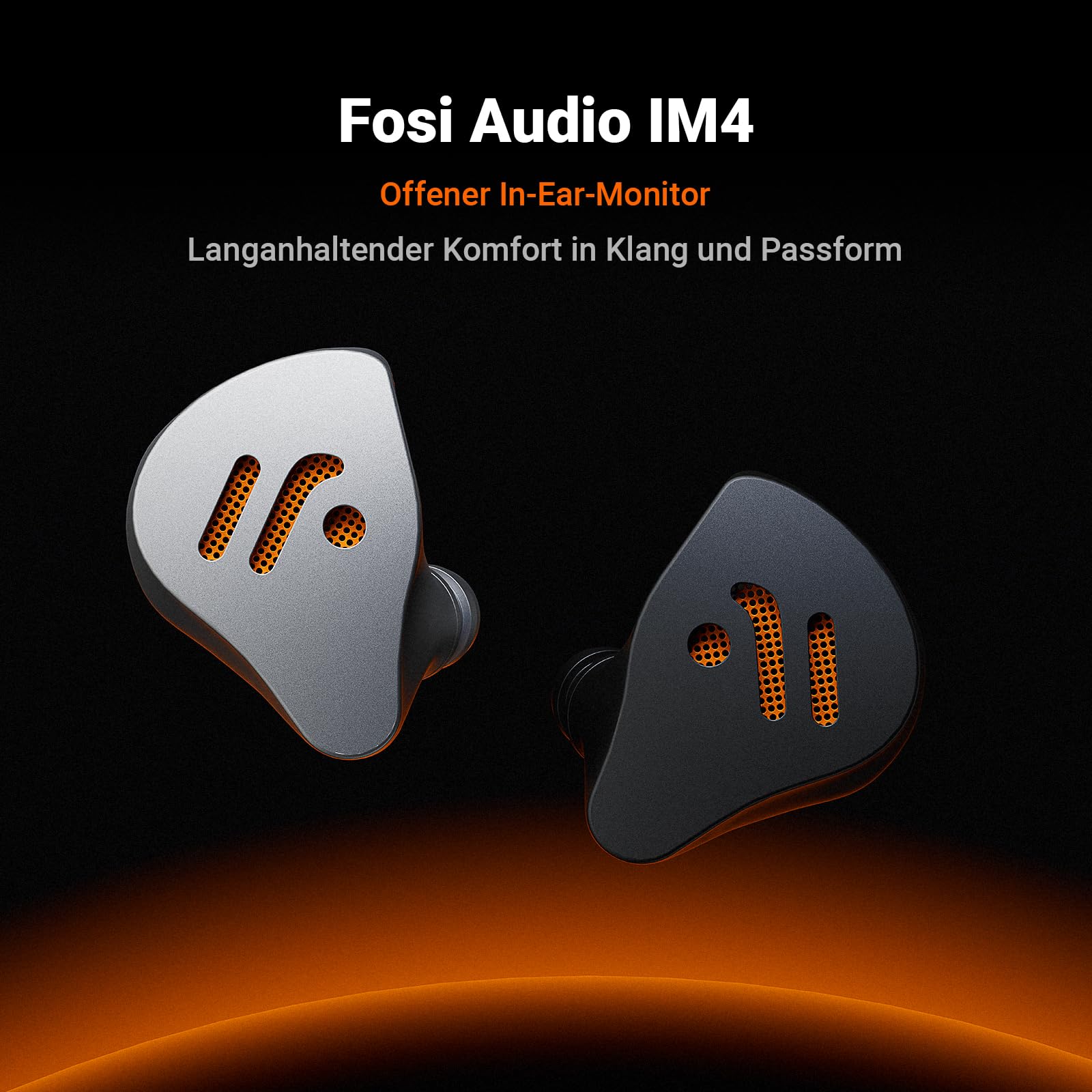 Fosi Audio IM4 Offene Hi-Fi-In-Ear-Monitor-Kopfhörer, 10-mm-Beryllium-Treiber, N52-Doppelmagnet und Doppelkammer, abnehmbares 2-Pin-Kabel 3,5 mm symmetrisch, individuelle Abstimmung, Schwarz