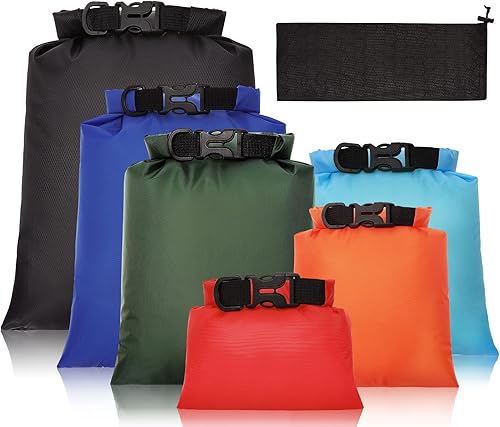 Paquete de 6 bolsas secas impermeables, saco seco definitivo, sacos secos ligeros para exteriores, bolsa seca multicolor para kayak, senderismo,