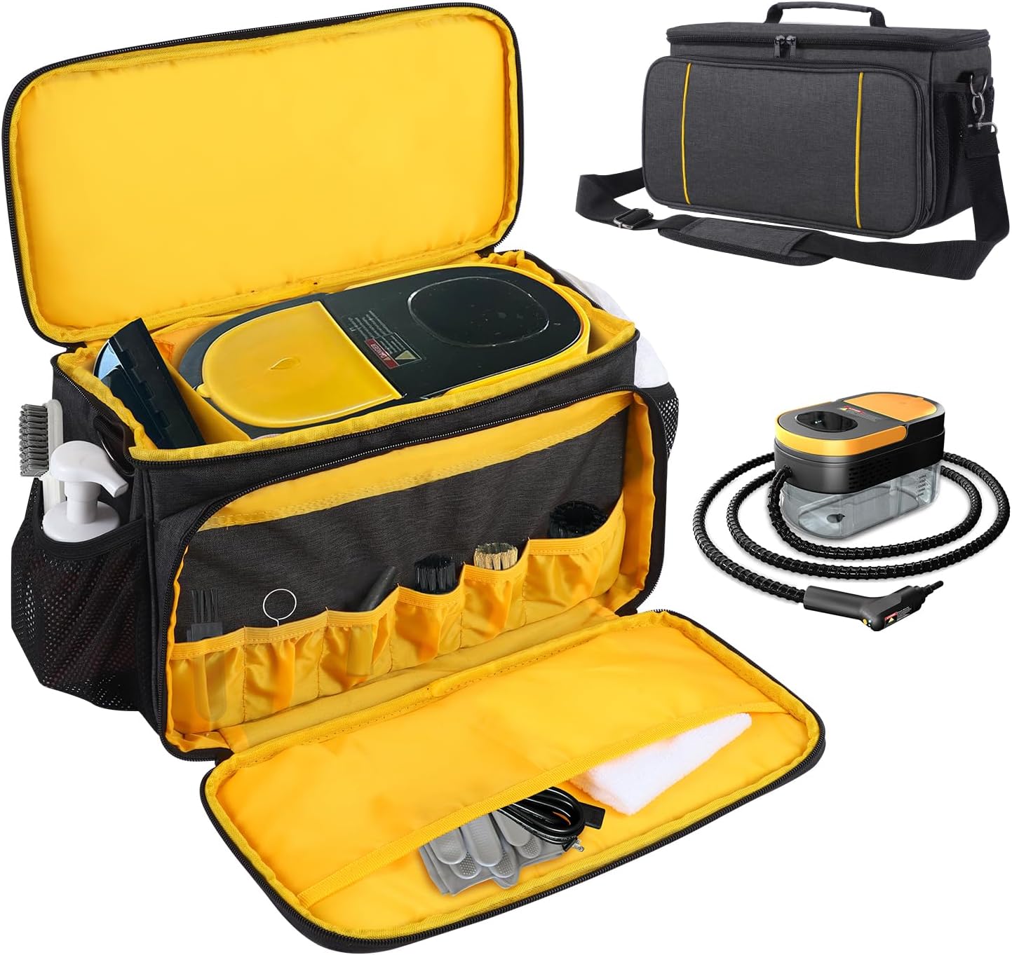 Carrying Bag for Gautye Handheld Steam Cleaner, Handheld Steamer Carrying Storage Case with Adjustable Shoulder Strap Portable Steam Cleaner Organizer with Extra Pockets, Case Only