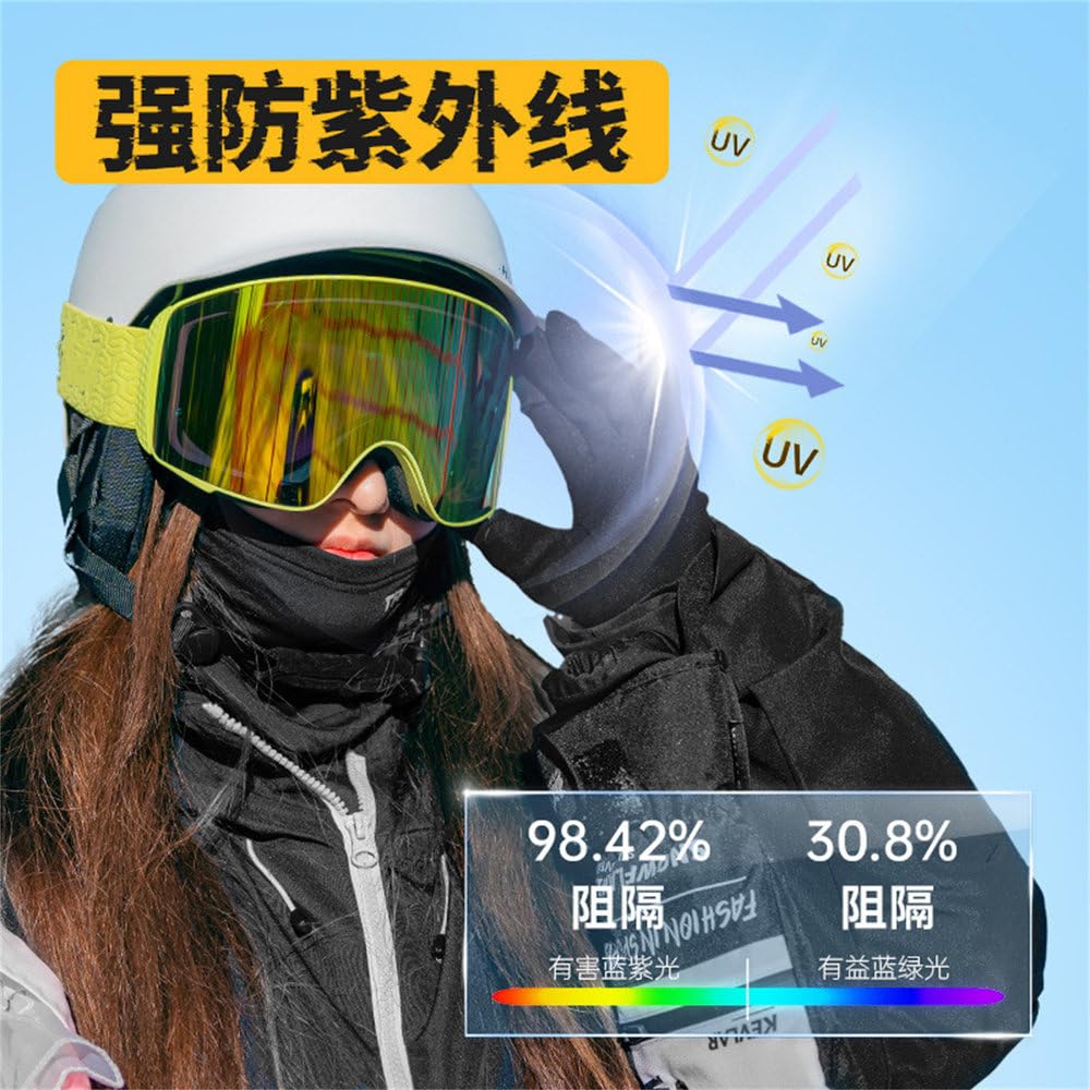 Maschera da sci magnetica ad alta definizione per uomo e donna, grande superficie cilindrica, doppio strato anti-appannamento