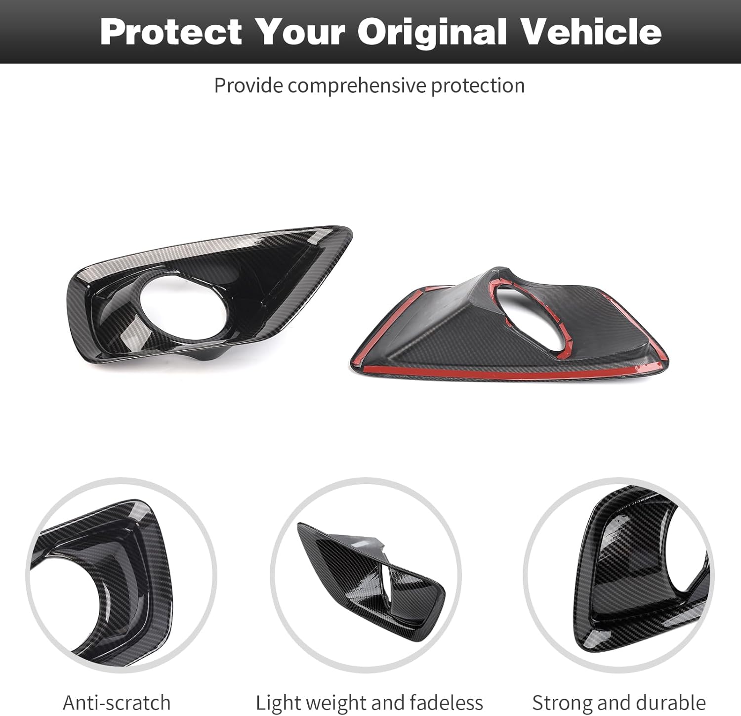 CheroCar for Colorado Front Fog Light Covers Fog Lamp Trim Exterior Accessories for 2015 2016 2017 2018 2019 2020,Carbon fiber