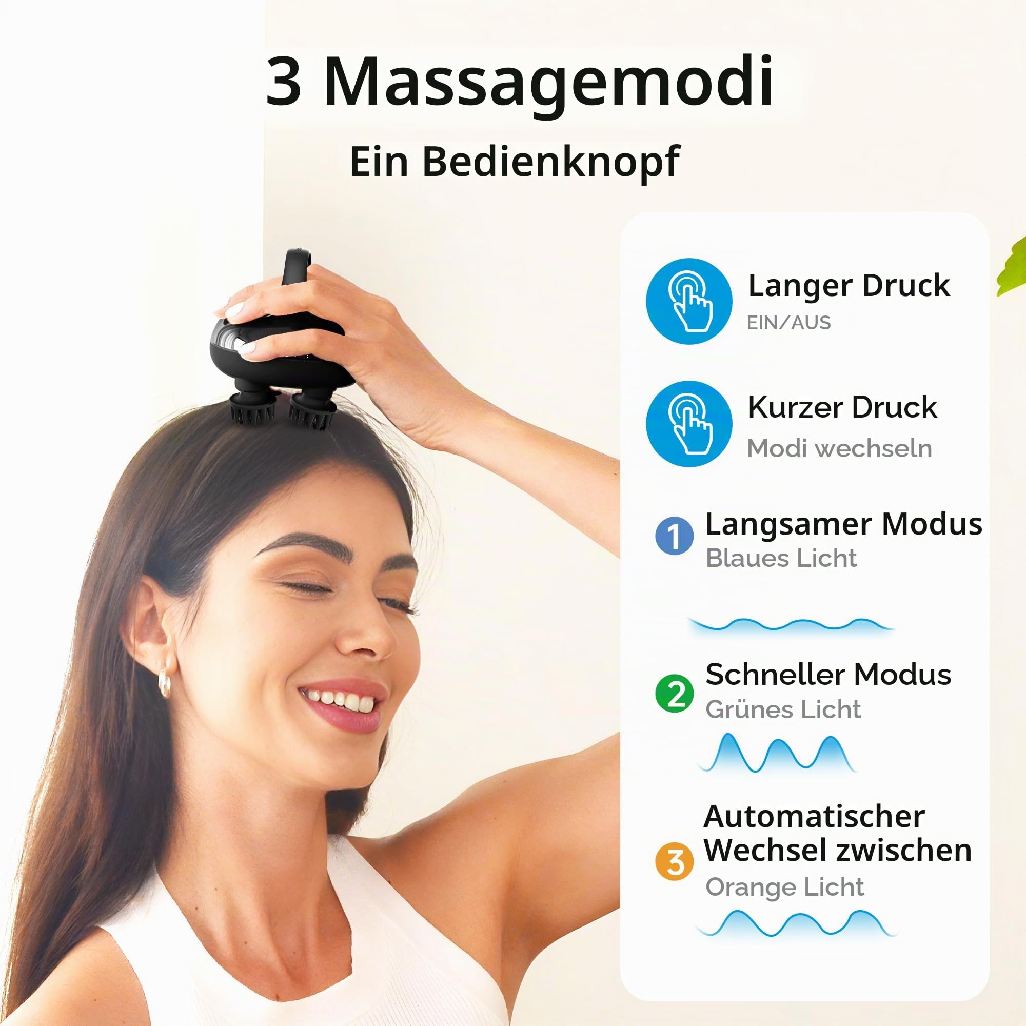 COMFIER Kabelloses Kopfmassagegerät, Elektrisch mit 3 Knetmodi | IPX7 Wasserdicht, 8 Massageklauen, Kopfhautmassage, Tiefenreinigung, Körperentspannung, Haarpflege, Geschenk