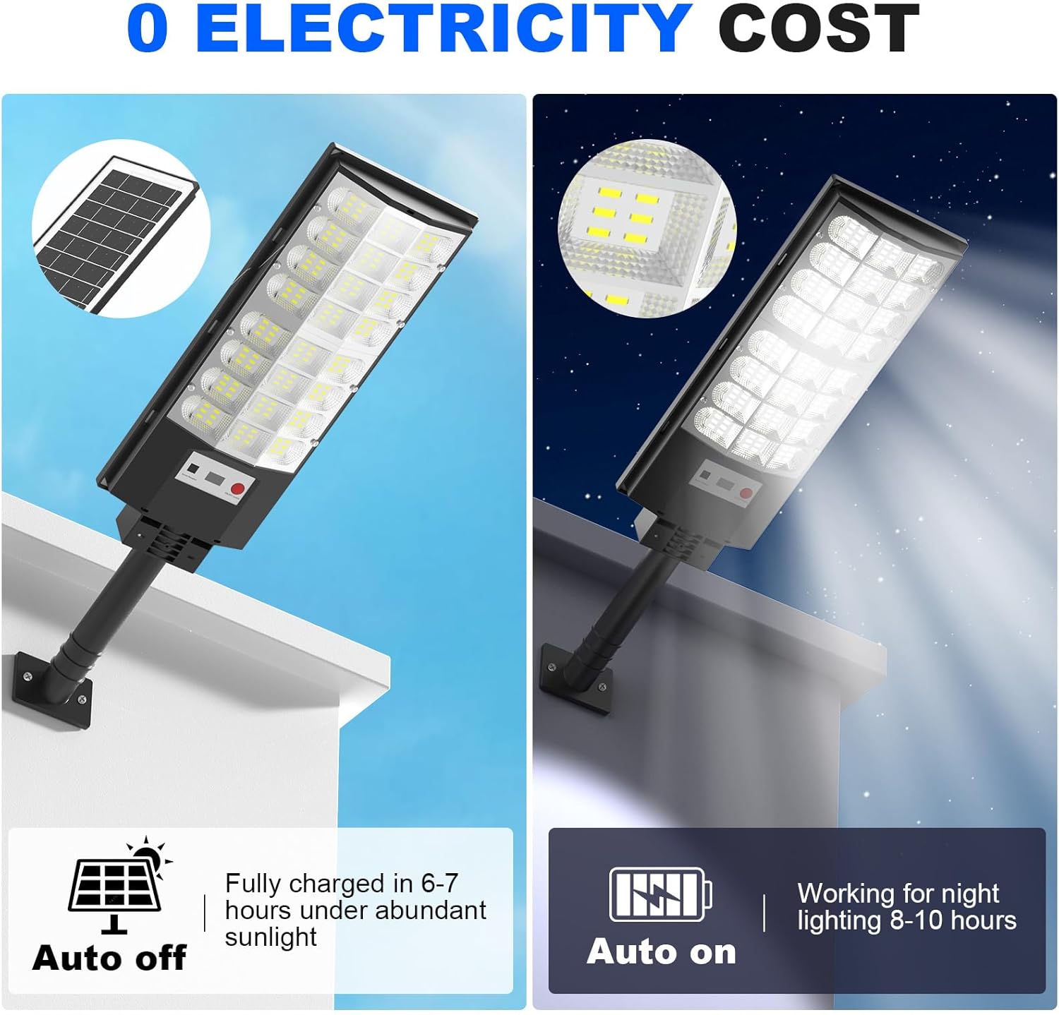 Solar Street Lights Outdoor, Solar Lamp IP66 Waterproof Security Flood Light Dusk to Dawn, Motion Sensor with Remote Control for Yard Garden Garage Parking Lot, 4 Pack