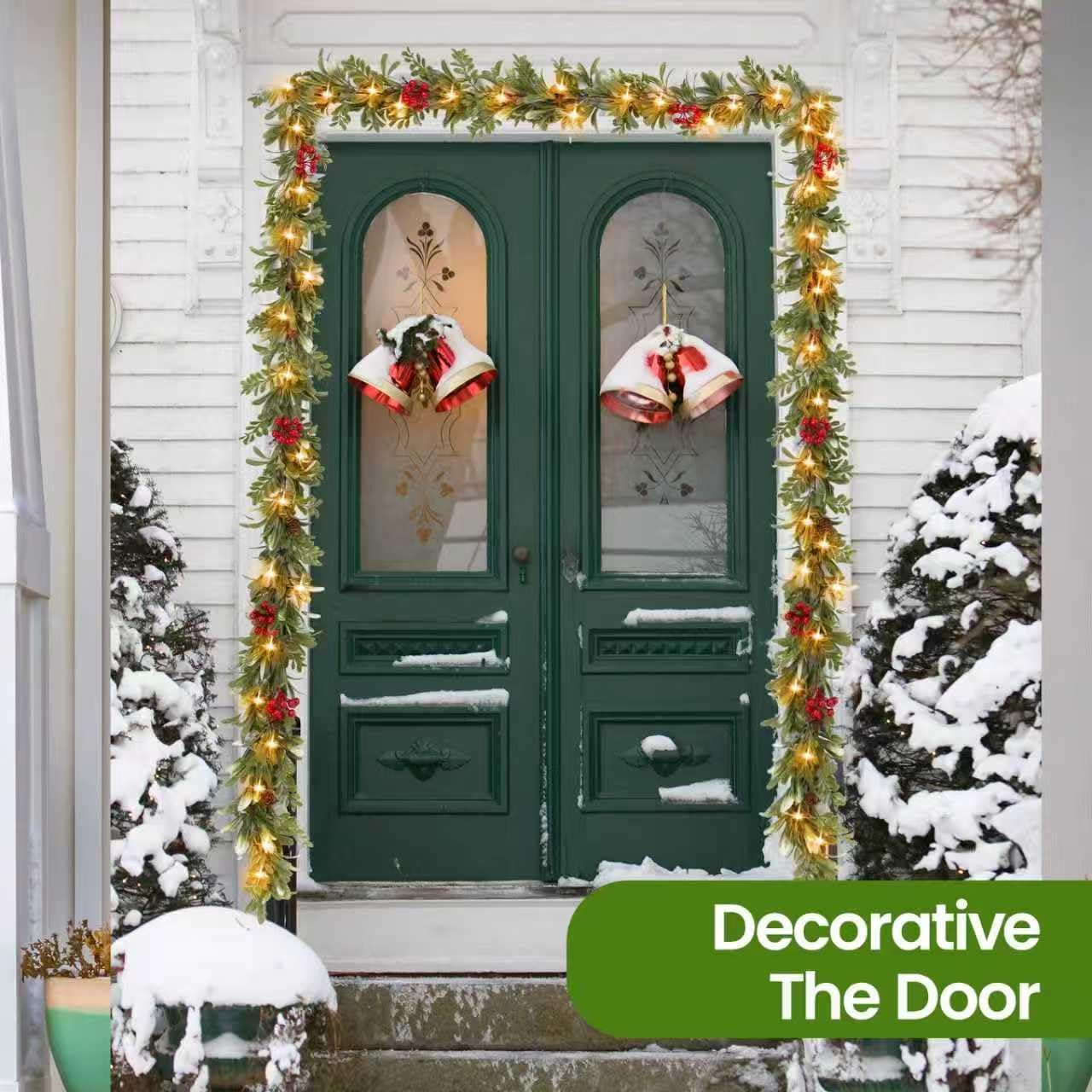 6.5FT Christmas Garland with Lights & Timer, 30 LED Pre-lit Greenery Olive Garland with Red Berry Pinecone, Battery Operated Lighted Garland for Fireplace Mantle Door Stairs Table Christmas Decoration - Image 7