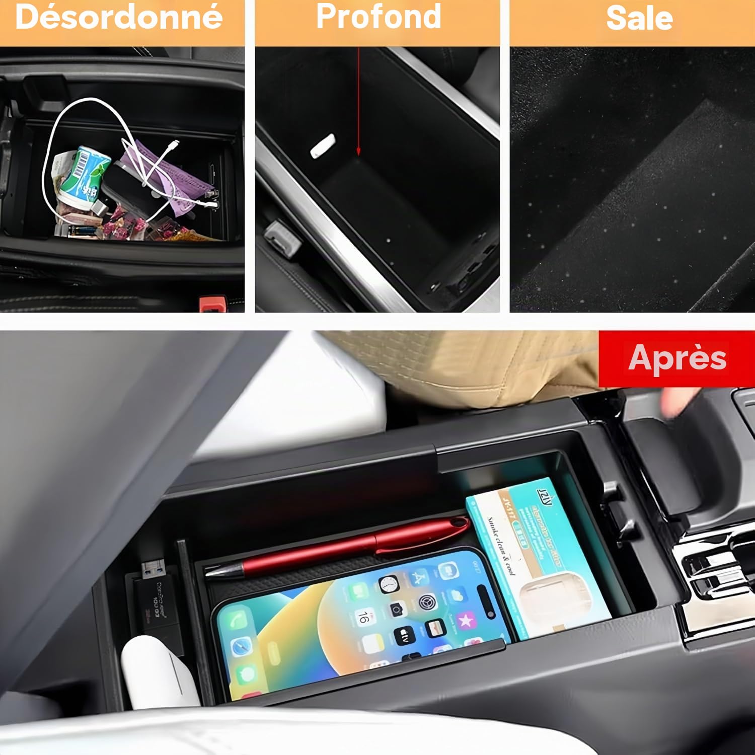 Console Centrale Compatible avec Toyota Prius 5 XW60 2023-2025 2026 Boîte de Rangement de Voiture, Boîte à Gants Accoudoir Organisateur Plateau Accessoires