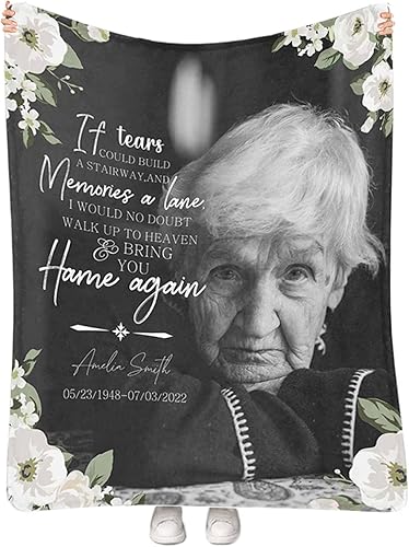 Artsadd Manta conmemorativa personalizada con fotos por pérdida de madre, papá, abuela, hijo, hija en el cielo, mantas de memoria personalizadas, Artsadd Manta conmemorativa personalizada con fotos por pérdida de madre, papá, abuela, hijo, hija en el cielo, mantas de memoria personalizadas,