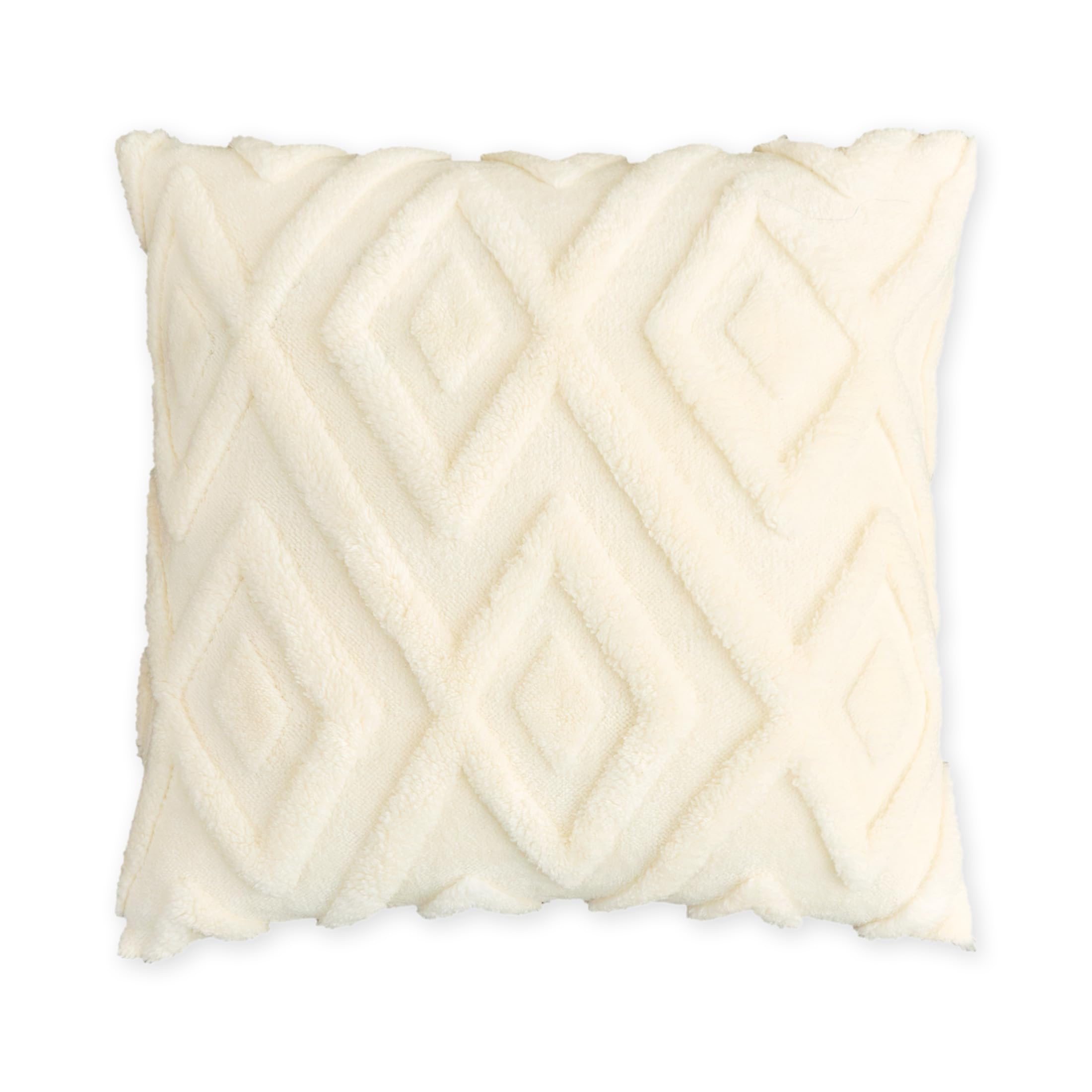 Sonive Cushion Covers 50x50cm Set of 2 Decorative Pillow Covers Knitted Jacquard Square Neutral Pillowcases with Invisible Zipper for Sofa Couch Bedroom White